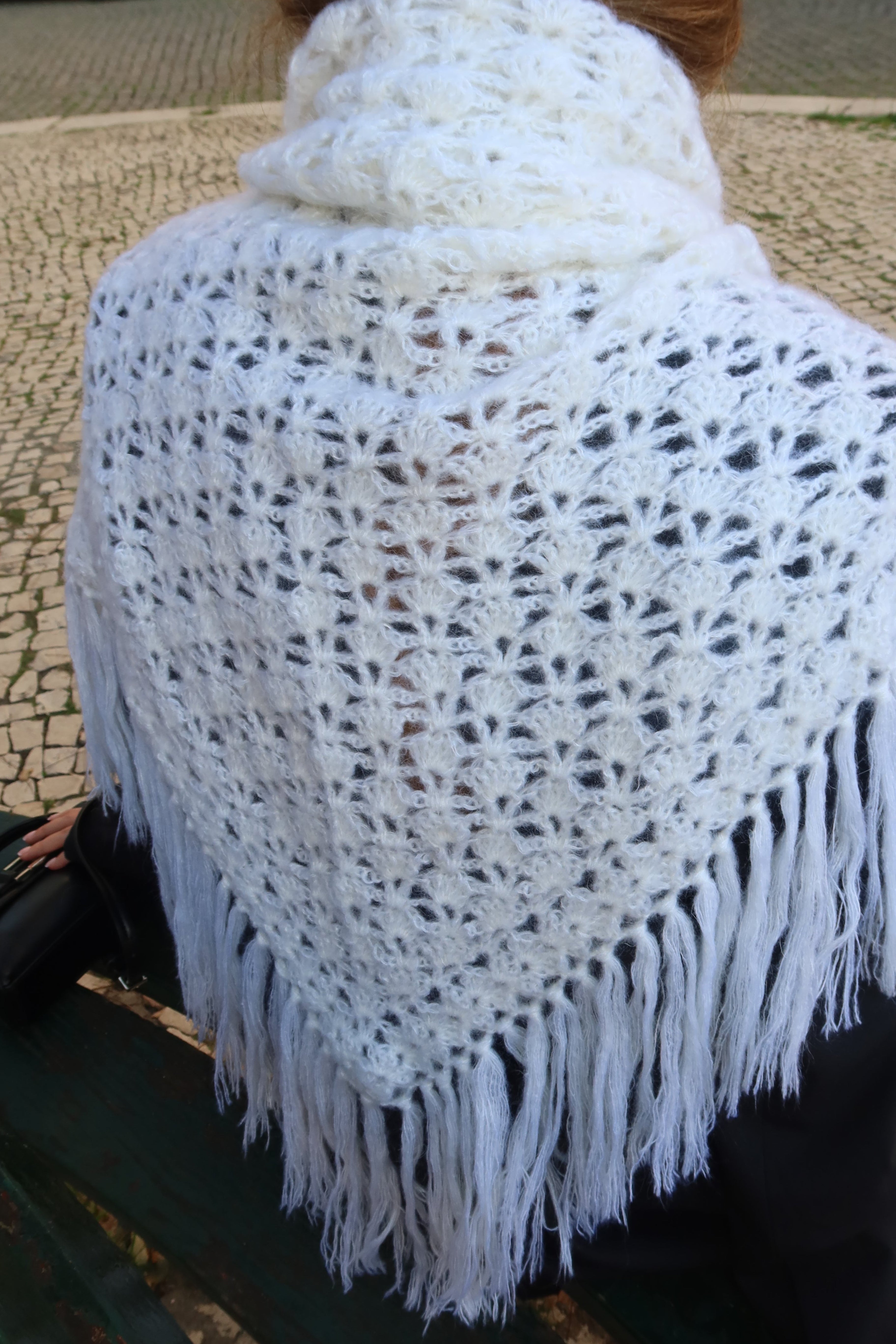 GLORIOSA MOHAIR SHAWL , white