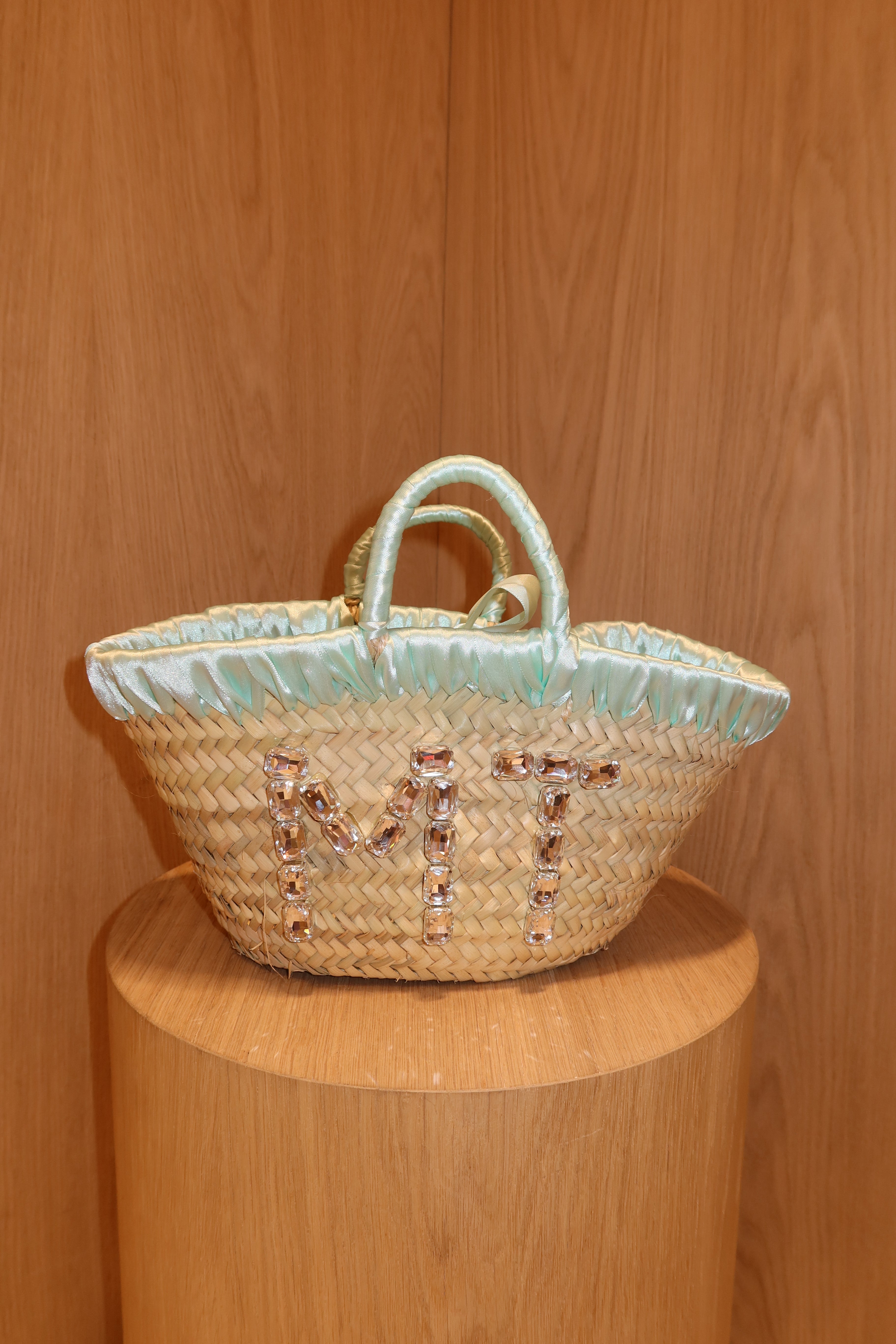 JANE BUCKET BAG W/ CRYSTALS , pastel colors