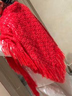 GLORIOSA MOHAIR SHAWL , bright red