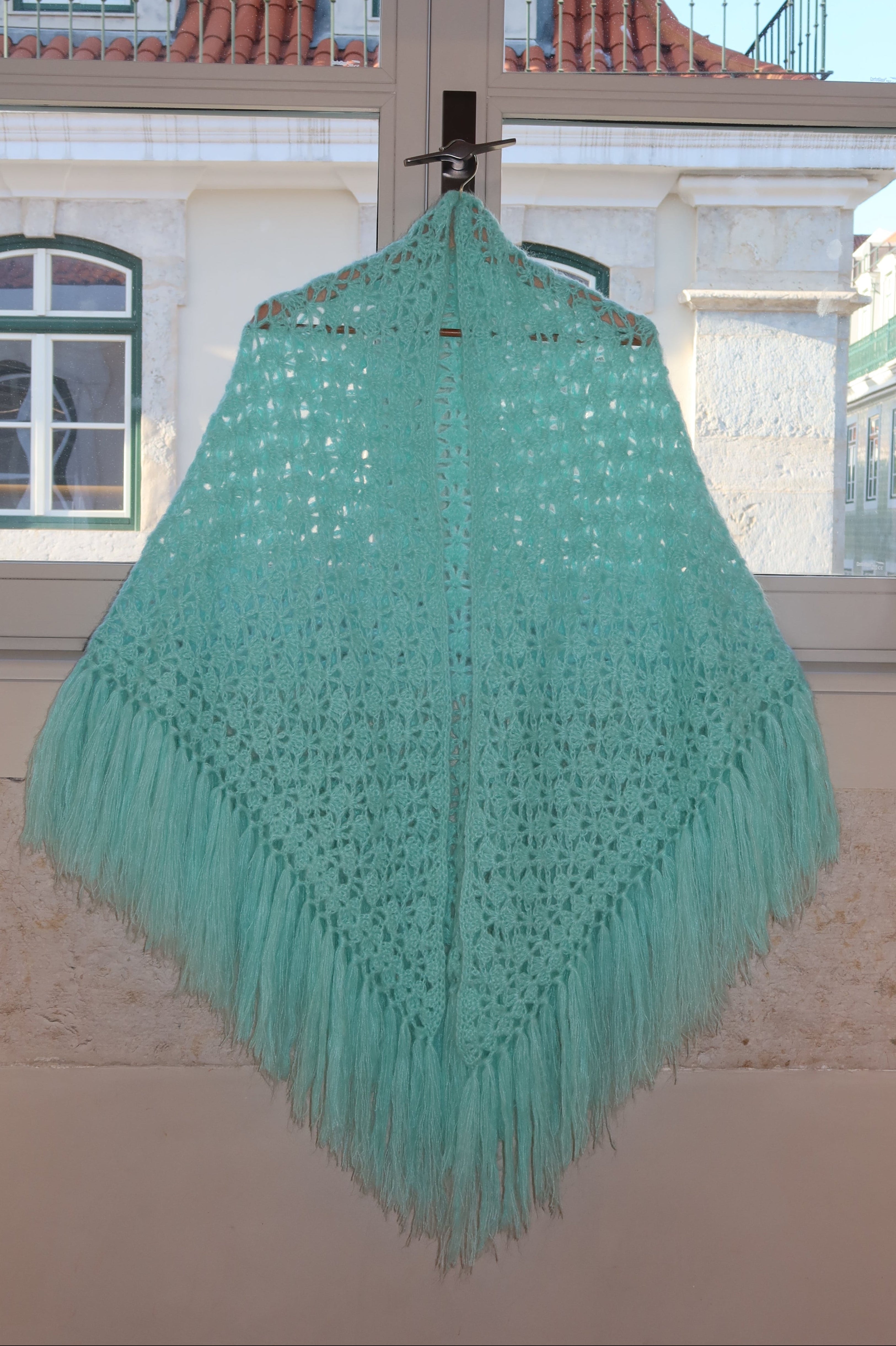 GLORIOSA MOHAIR SHAWL , mint