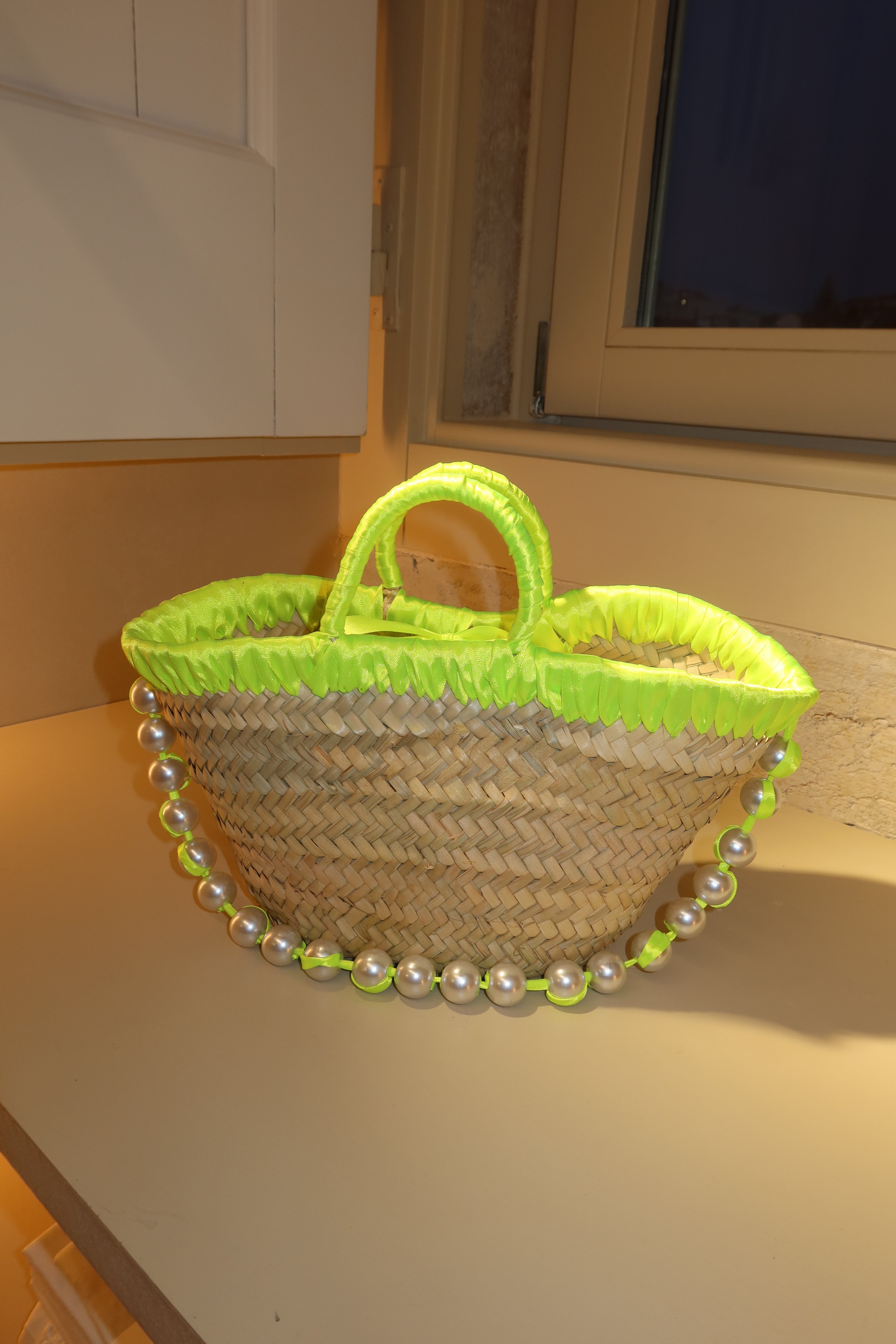 JANE BUCKET BAG , neon green