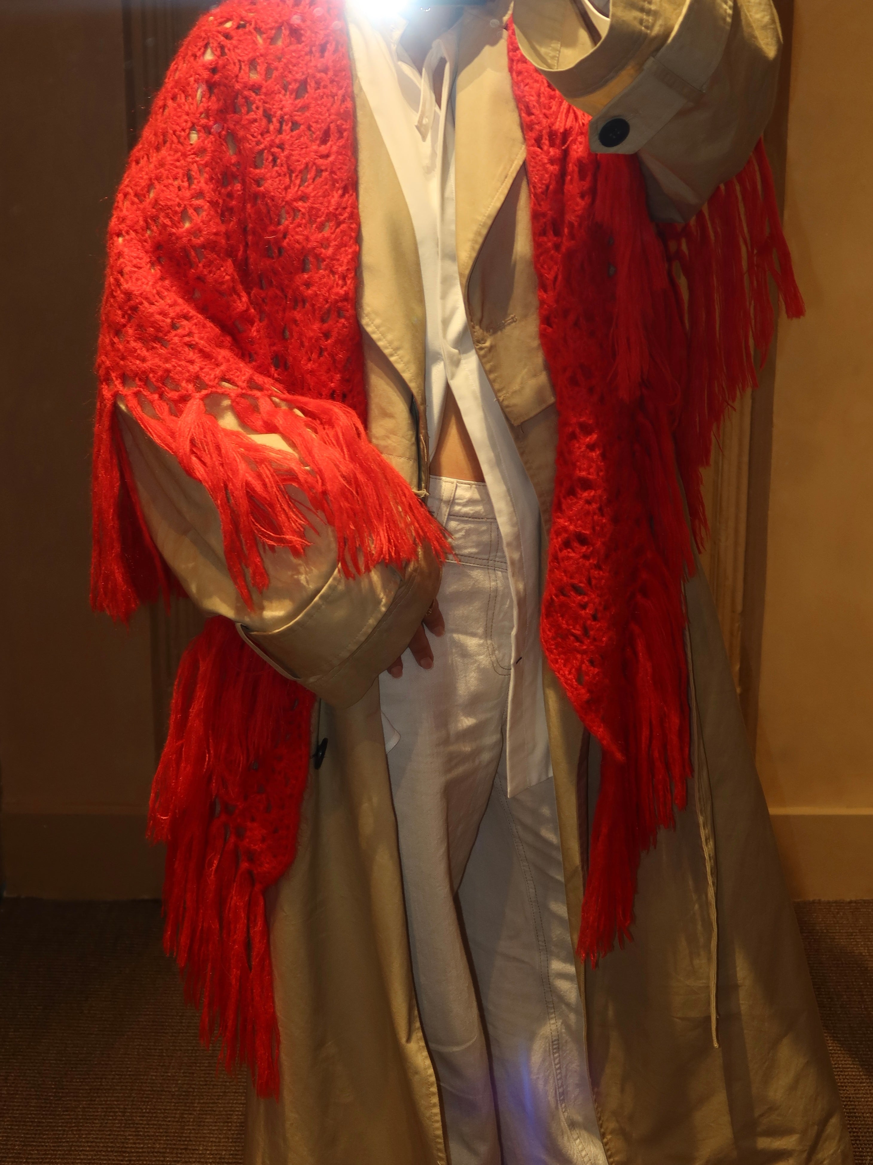 GLORIOSA MOHAIR SHAWL , bright red