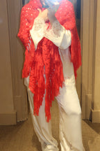 GLORIOSA MOHAIR SHAWL , bright red