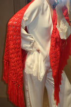 GLORIOSA MOHAIR SHAWL , bright red