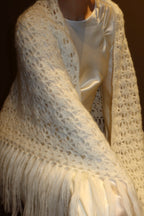 GLORIOSA MOHAIR SHAWL , white