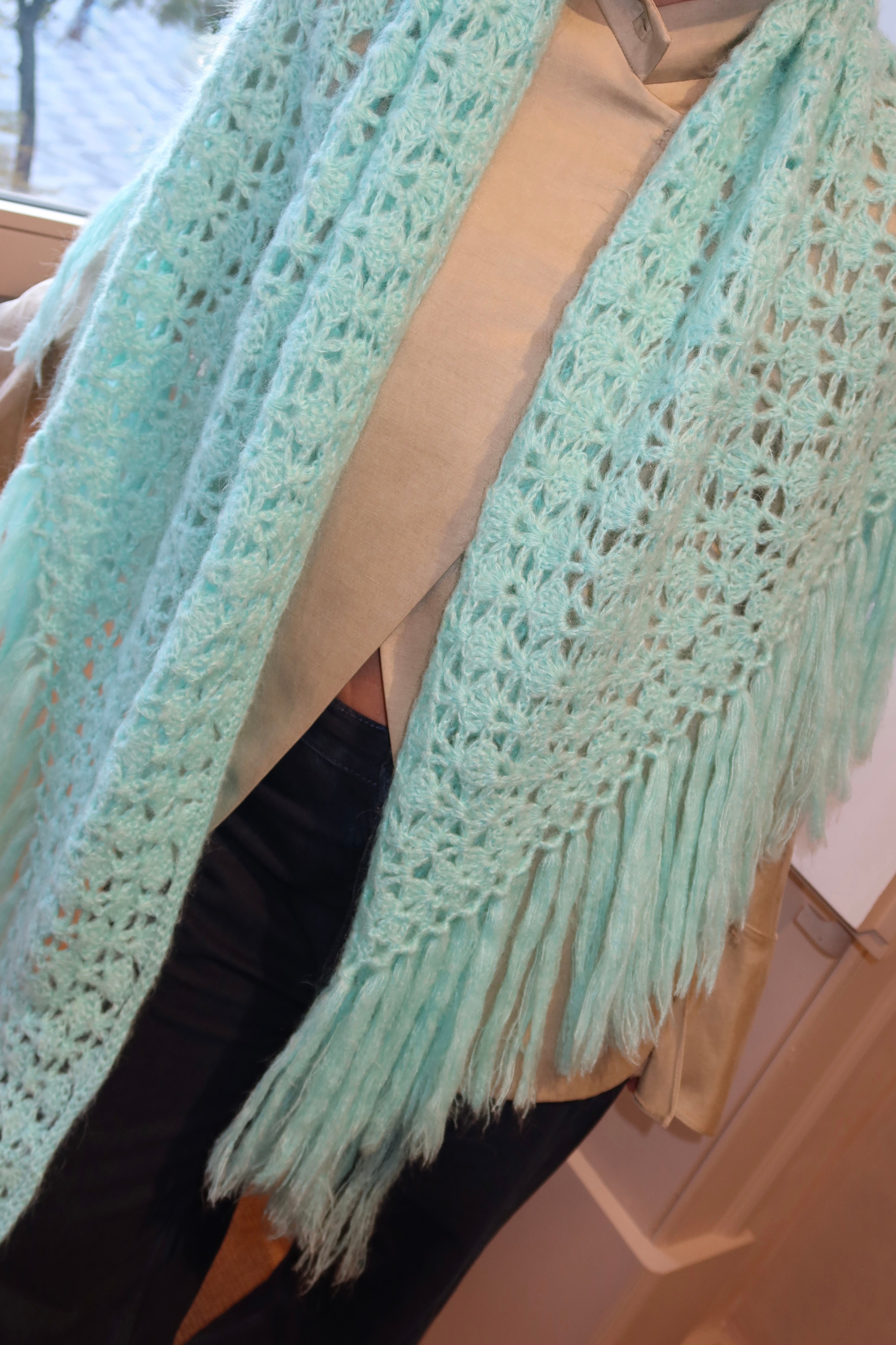GLORIOSA MOHAIR SHAWL , mint