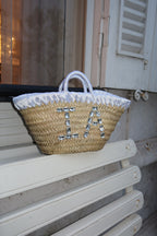 JANE BUCKET BAG W/ CRYSTALS , white