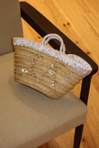 JANE BUCKET BAG W/ CRYSTALS , white